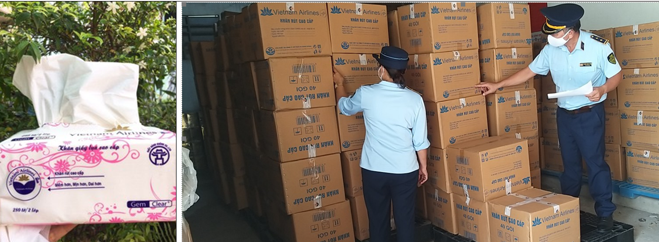 Bình Dương phát hiện, thu giữ 13.200 gói khăn giấy giả “Vietnam Airlines”